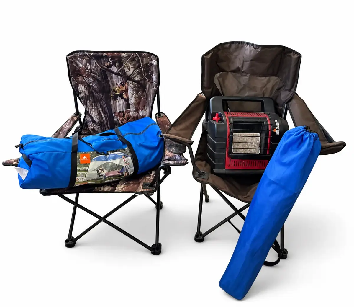 Camping Lot with Mr. Heater, Ozark Trail Shelter & Chairs