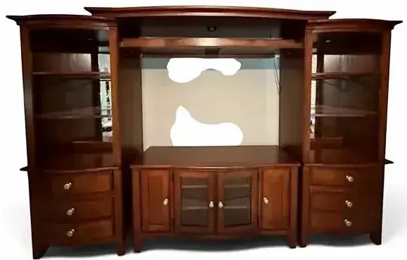 Cherry Finish Entertainment Center with Lighted Side Towers
