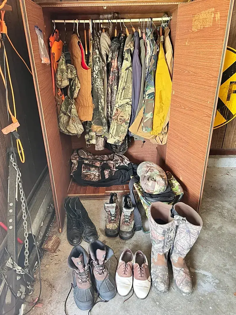 Camo Hunting Apparel, Boots & Gear with 2-Door Cabinet