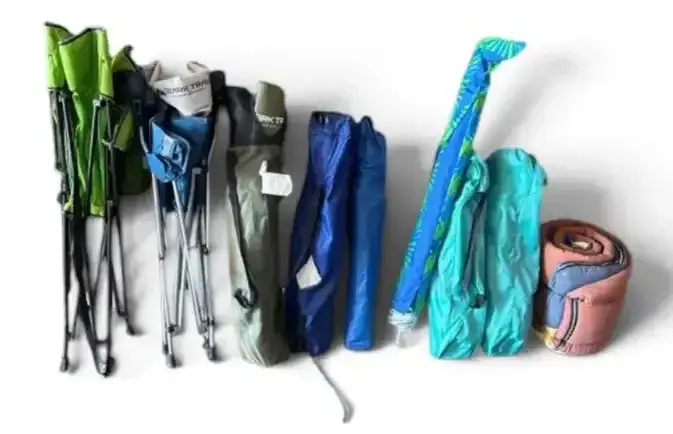 Camp Chair Lot with Ozark Trail Chairs & Sleeping Bag