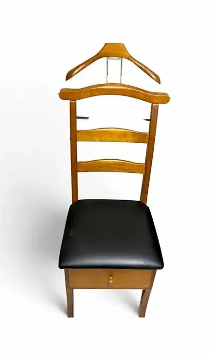 Wooden Valet Chair with Hanger, Trouser Bar and Drawer