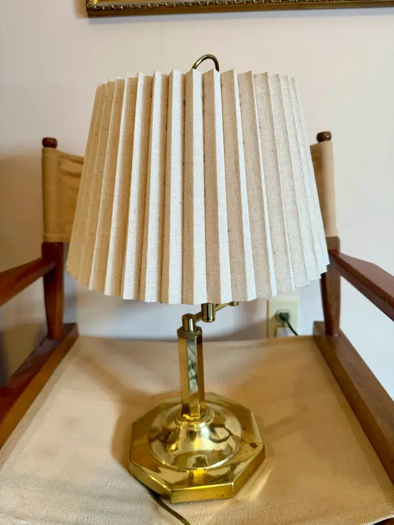 Underwriter Laboratories Brass Table Lamp With Adjustable Arm