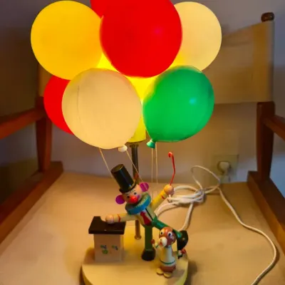 vintage 1970s Dolly Toy Co. clown and dog Nursery Lamp