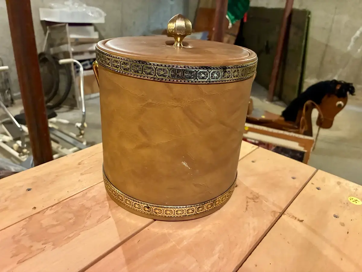 Kraftware Leather-Texture Ice Bucket with Lid