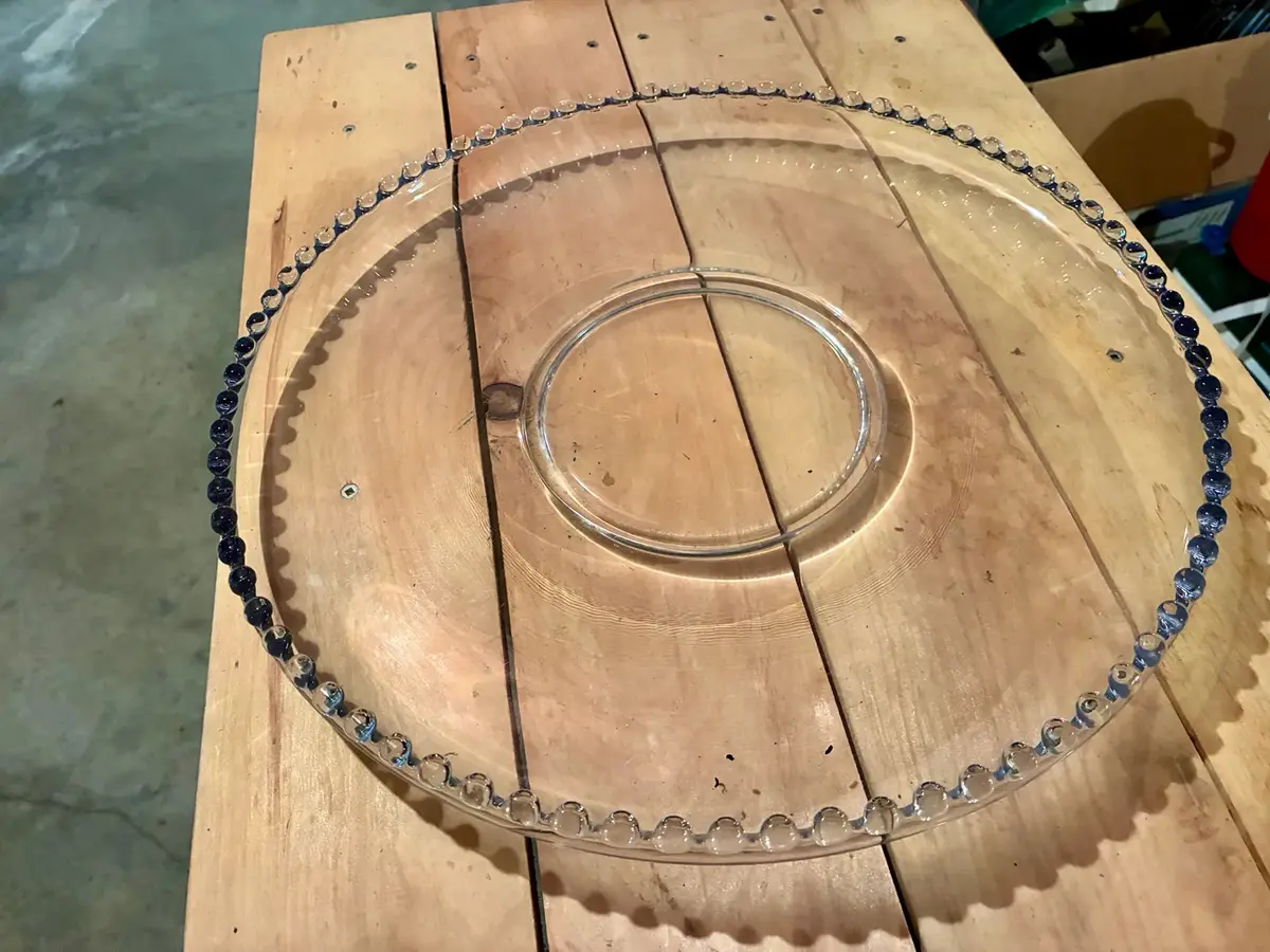 Glass Round Serving Platter with Bubble Rim