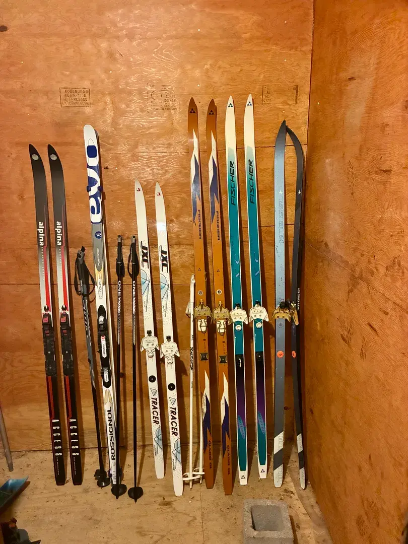 (6) Pairs Vintage and Modern Cross Country Skis with (3) Pairs of Poles