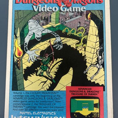 Sale Photo Thumbnail #86: DC Comics Blue Devil Issue #1, dated June 1984. Marked as a '1st Issue - Collector's Item!'. Features the first appearance of Blue Devil. The back cover features a vintage advertisement for the Advanced Dungeons & Dragons video game for Intellivision by M