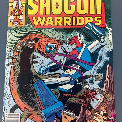 Sale Photo Thumbnail #57: Marvel Comics Group Shogun Warriors #9 (October 1979) featuring 'War Beneath the Waves!'. Bronze Age comic book. Cover art shows Shogun Warrior fighting a sea monster. Back cover features a vintage Chiquita Banana-Talkies advertisement. Condition shows so