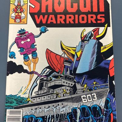 Sale Photo Thumbnail #55: Vintage Marvel Comics Group Shogun Warriors #8 comic book from September 1979. Features the 'Invincible Guardians of World Freedom!' storyline. The cover art depicts giant robots and a naval ship. The back cover features a classic Olympic Sales Club adver