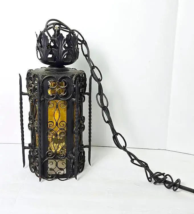 Vintage Spanish Revival/Gothic Style Swag Lamp Lantern - 13" Tall