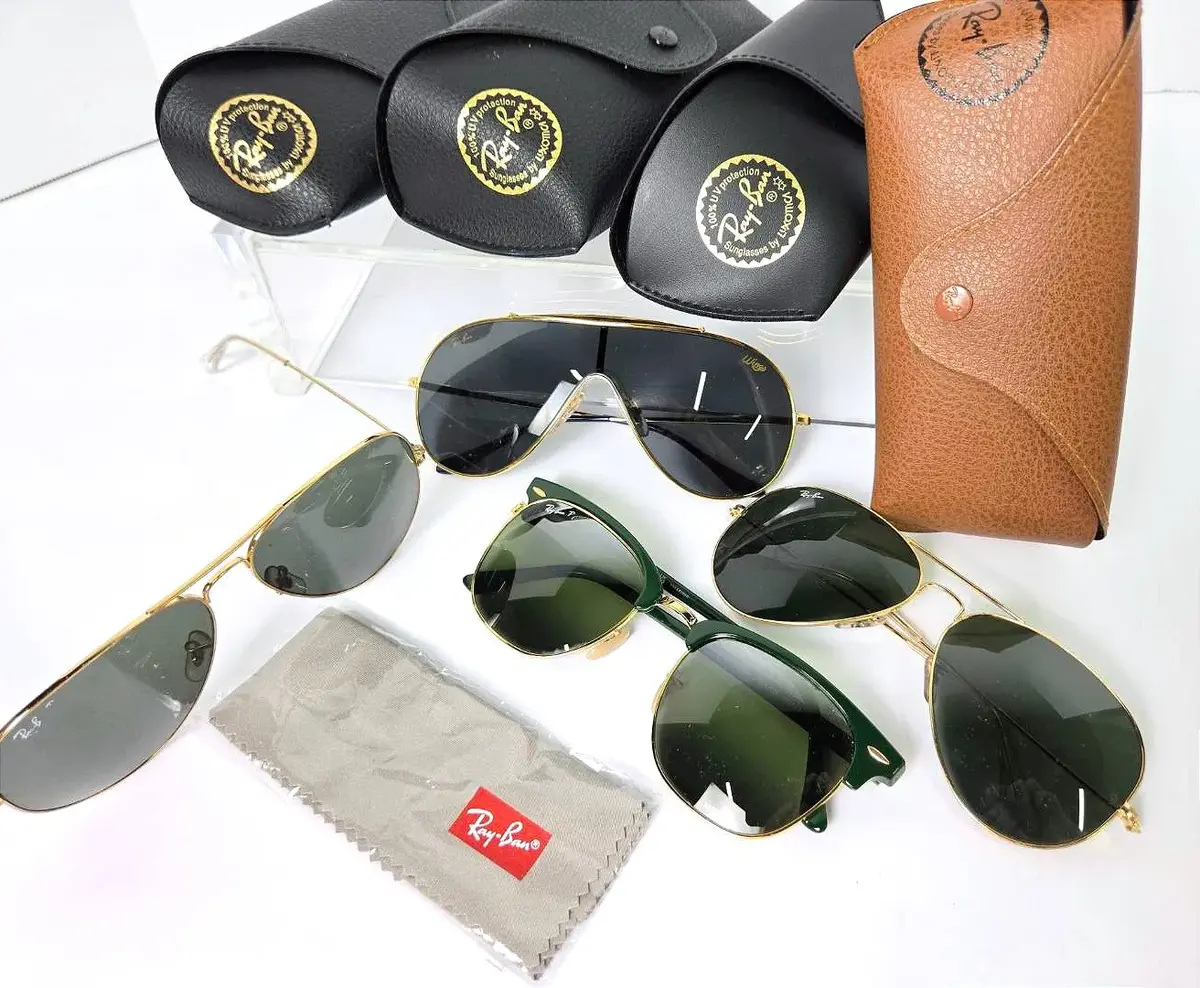 Ray Ban Sunglasses: Wings RB359 9246/87, Aviators 62-14, & Clubmaster RB3016 55-21