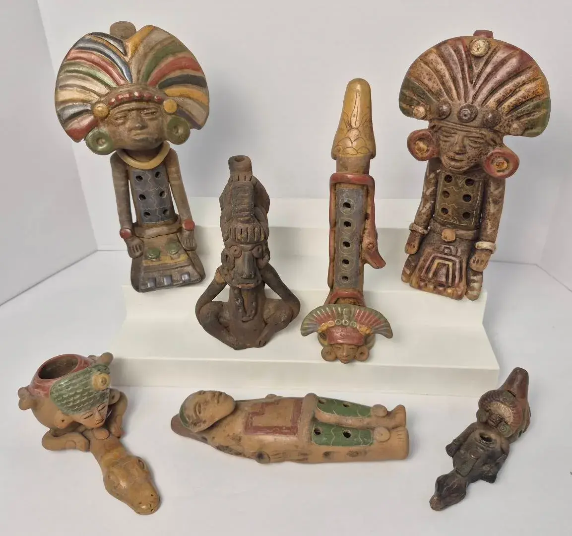 Mexican Clay Folk Art Pottery – Primitive Flutes & Pipes, Aztec & Mayan Style