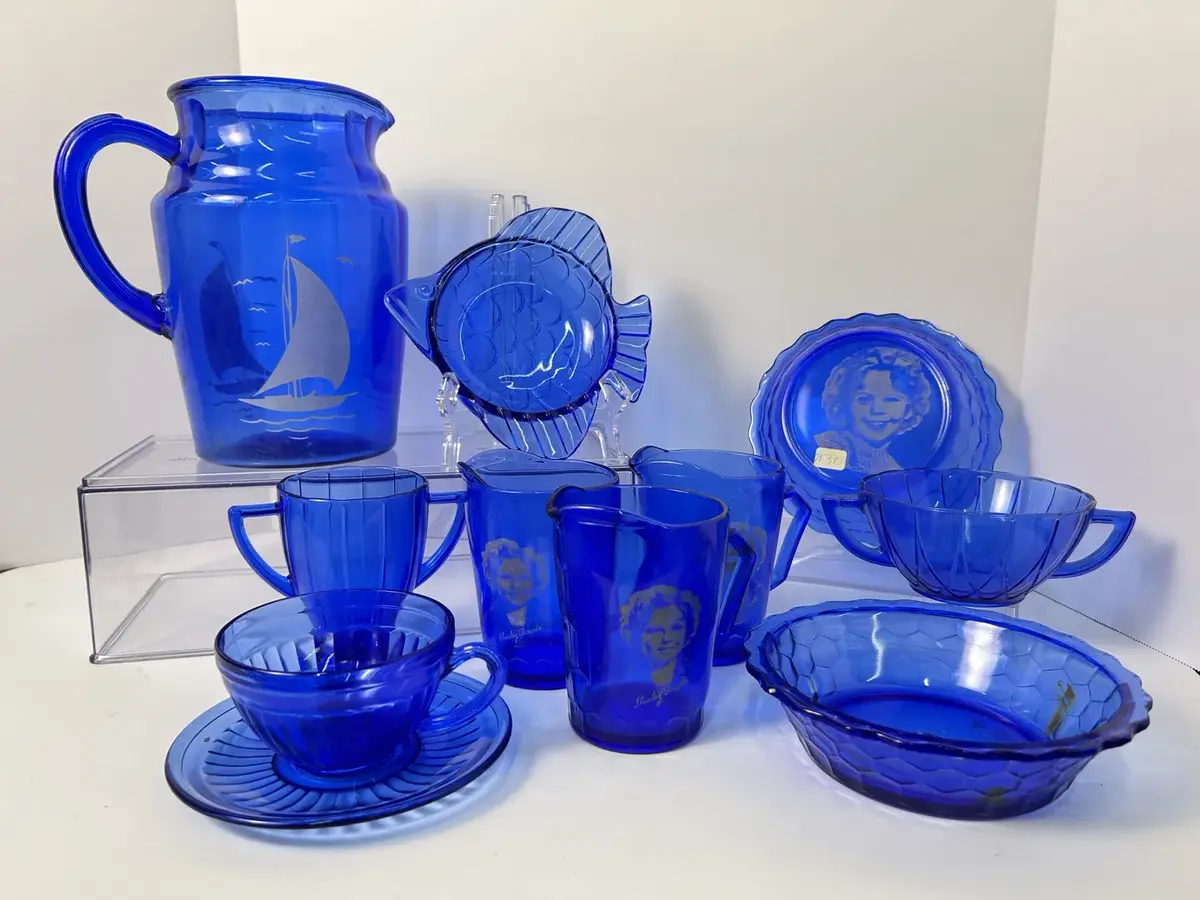 1930s Hazel Atlas Cobalt Blue Glassware: Shirley Temple, Sportsman, Newport, More