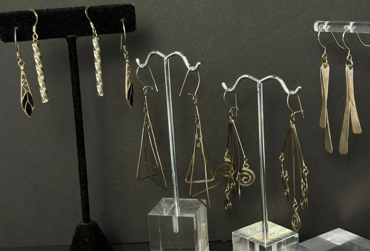 Sterling Silver Sculptural Dangle Earrings - 5 Pairs