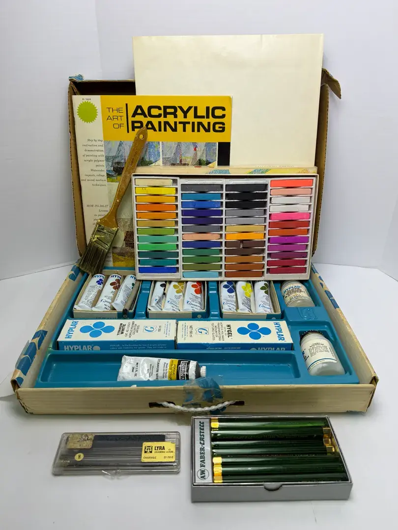 Art Supplies: Faber Castell Drawing Leads, Grumbacher Hyplar Acrylic Paints, Alphacolor Pastels