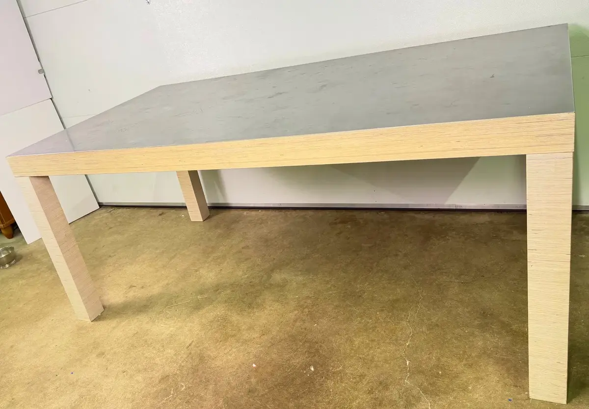 Metal Topped Wooden Kitchen Table, 39x71x30.5”