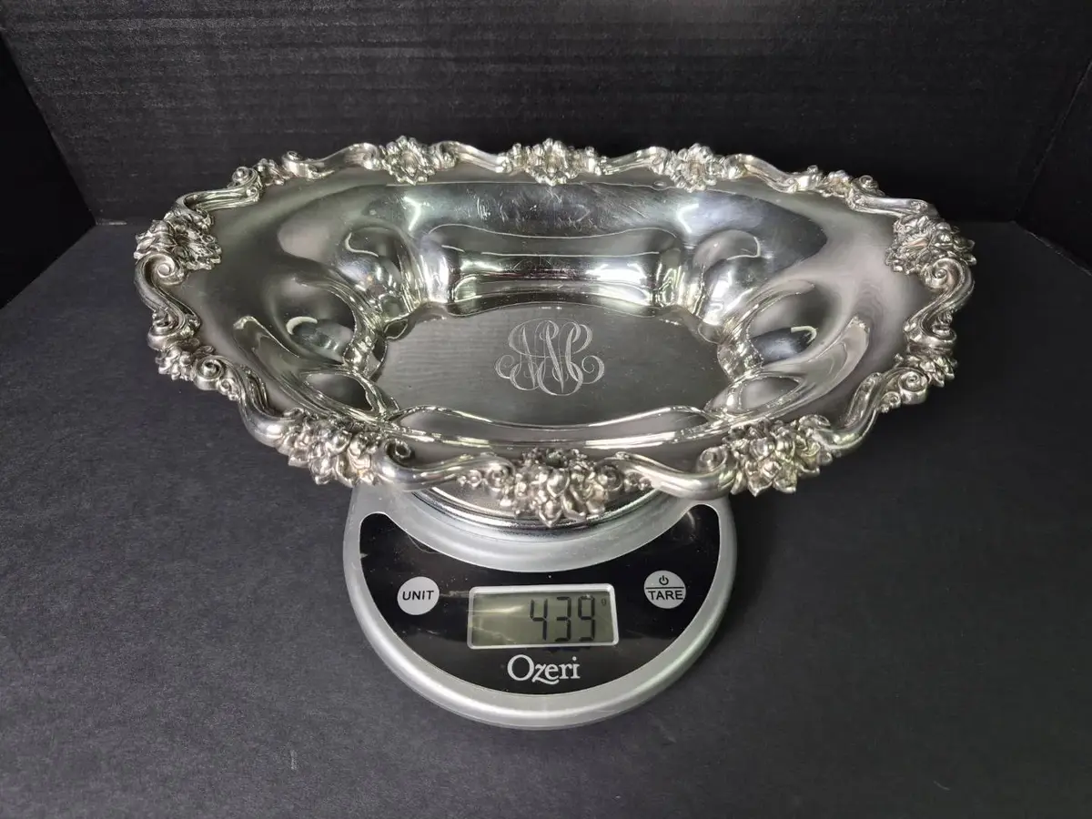 Sterling Silver Bowl with Monogram - 13x9.5x3"
