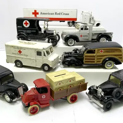 Vintage American Red Cross Die-Cast Vehicle & Coin Bank Collection – Ertl Trucks, Ambulance & More