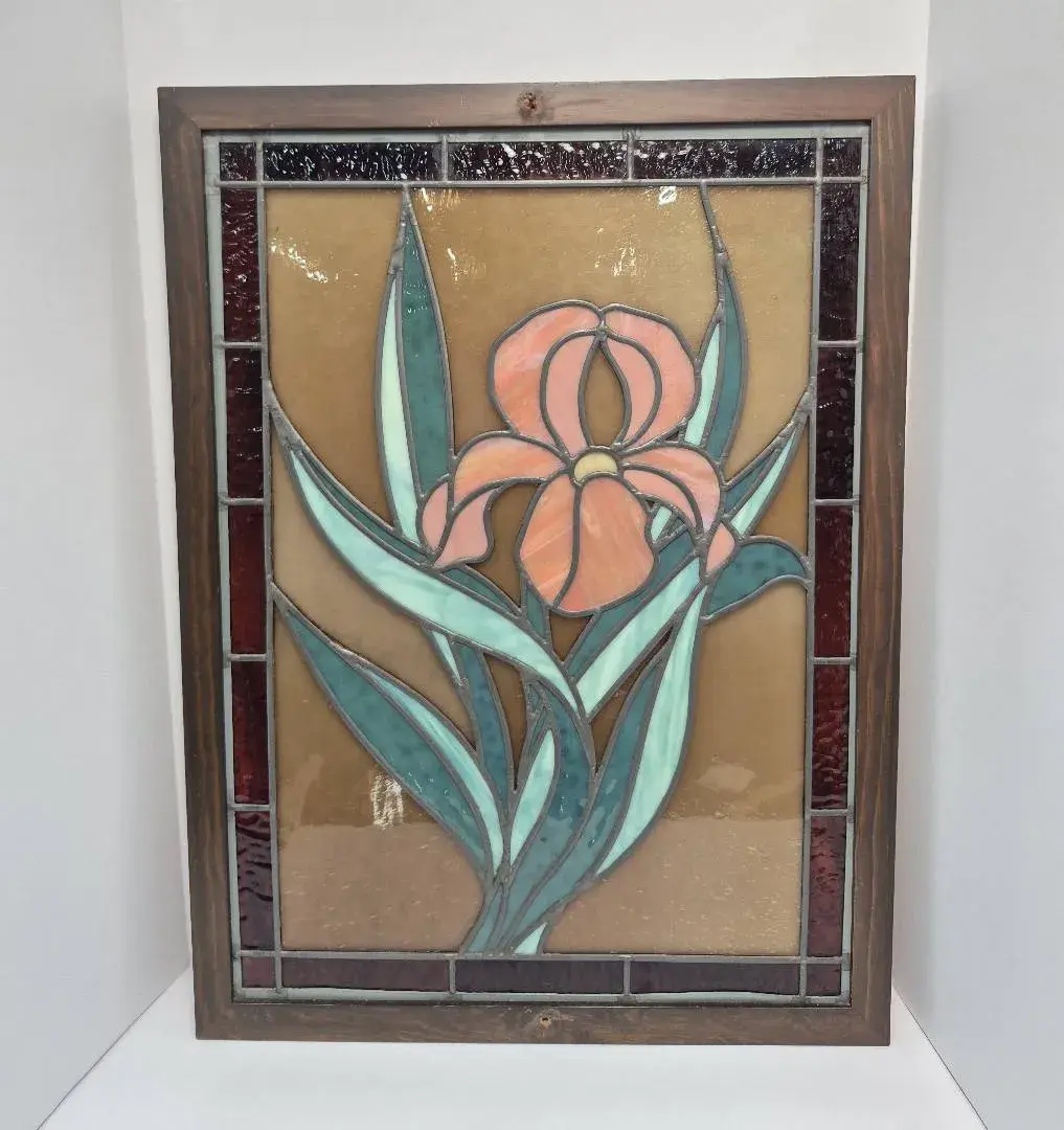 Stained Glass Iris Panel - 28x20" Lot 2 of 2