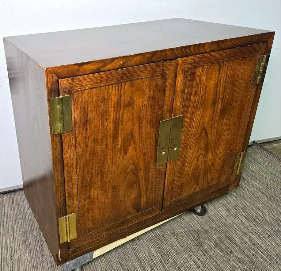 Henredon Campaign Walnut & Brass Cabinet 