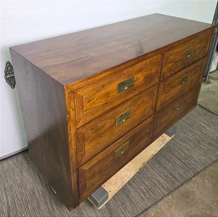 Henredon Campaign Walnut & Brass Dresser
