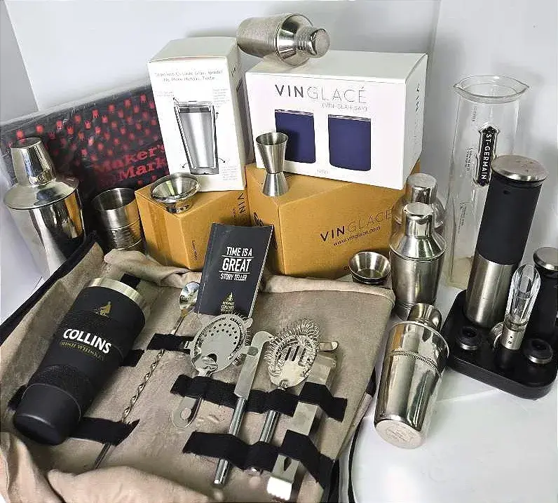 Barware – Cocktail Shakers, Collins Irish Whiskey Serving Set, New VinGlace Tumblers, More