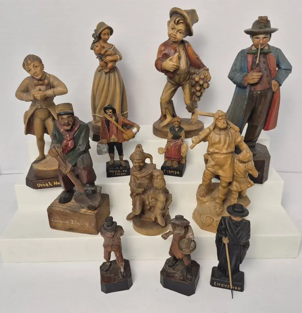 Vintage Georg Lang sel. Erben, Schmid-Linder Switzerland, Oberammergau & Other Hand-Carved Figurines