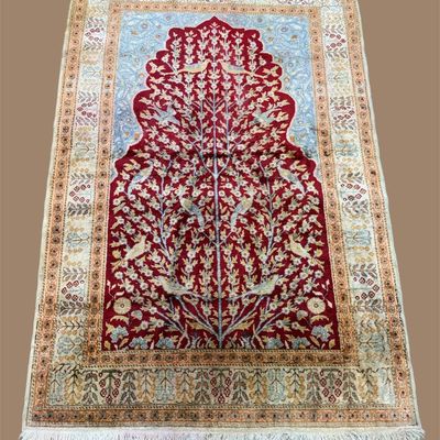 100% Persian pure silk mehrab design original silk from Quam