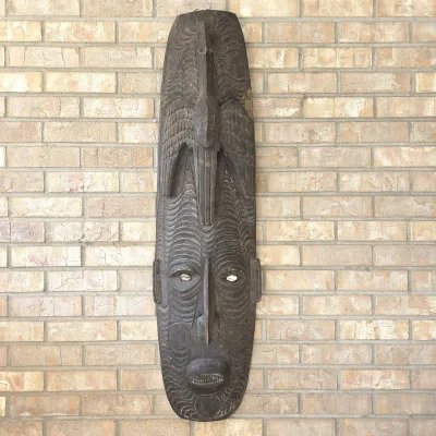 Sale Photo Thumbnail #14: Authentic Papua New Guinea Sepik Gable Mask – Tribal Art Gallery COA, 44" - Wood Wall Art