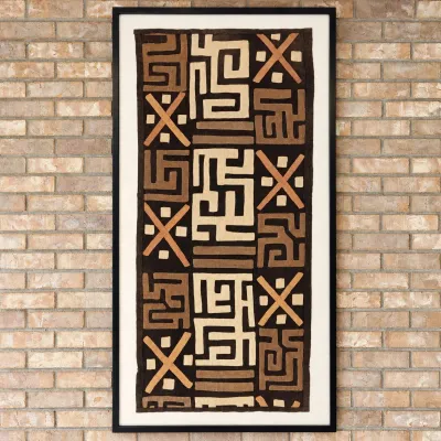Sale Photo Thumbnail #12: Room & Board African Kuba Cloth Textile – 60.5" Framed - Large Boho Wall Art with Plexiglass