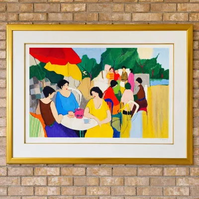 Sale Photo Thumbnail #3: Itzchak Tarkay “In the Garden” Signed & Numbered Serigraph 72/300 – 57" - Figurative Art - Museum Glass