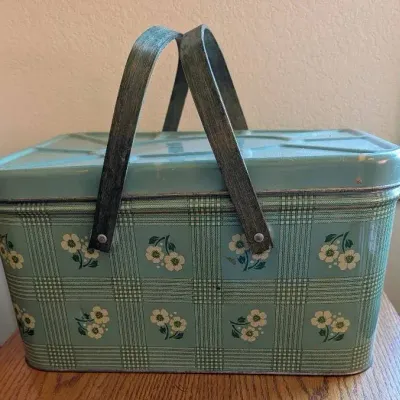 1930's Metal Picnic Basket 