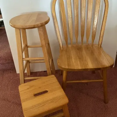 Wood Chair & Stools