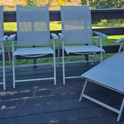 Three Patio Chairs & Lounge Chair