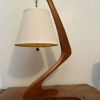 Mid-Century Modern Walnut Table Lamp 