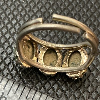 Vintage Sterling Silver & Green Stone Adjustable Ring