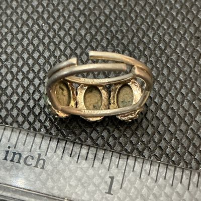 Vintage Sterling Silver & Green Stone Adjustable Ring