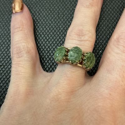 Vintage Sterling Silver & Green Stone Adjustable Ring