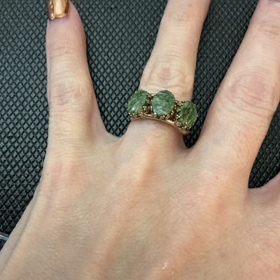 Vintage Sterling Silver & Green Stone Adjustable Ring