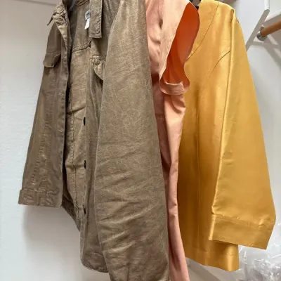 3 Women’s Coldwater Creek Tops - Size M/L - Gold & Marigold Yellow Jackets, Peach Blouse
