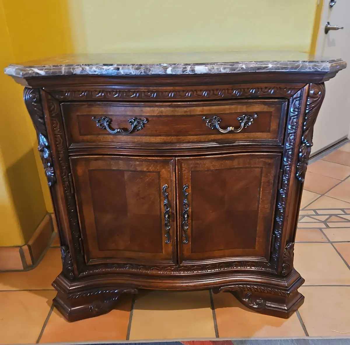 A.R.T. Furniture Old World Marble Top Nightstand Solid Wood