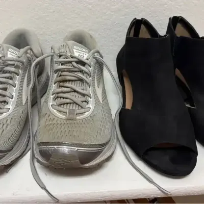 Women’s Shoes - Brooks Ghost 10 Size 10, Naturalizer Black Greyson Open Toe Booties Size 9