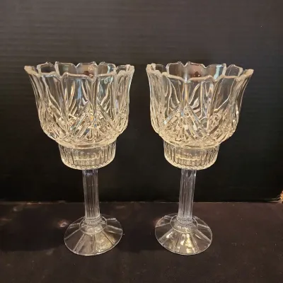 Torchierre Pair Of Hurricanes, 24% Lead Crystal, 4 Pcs, Shannon Crystal By Godinger