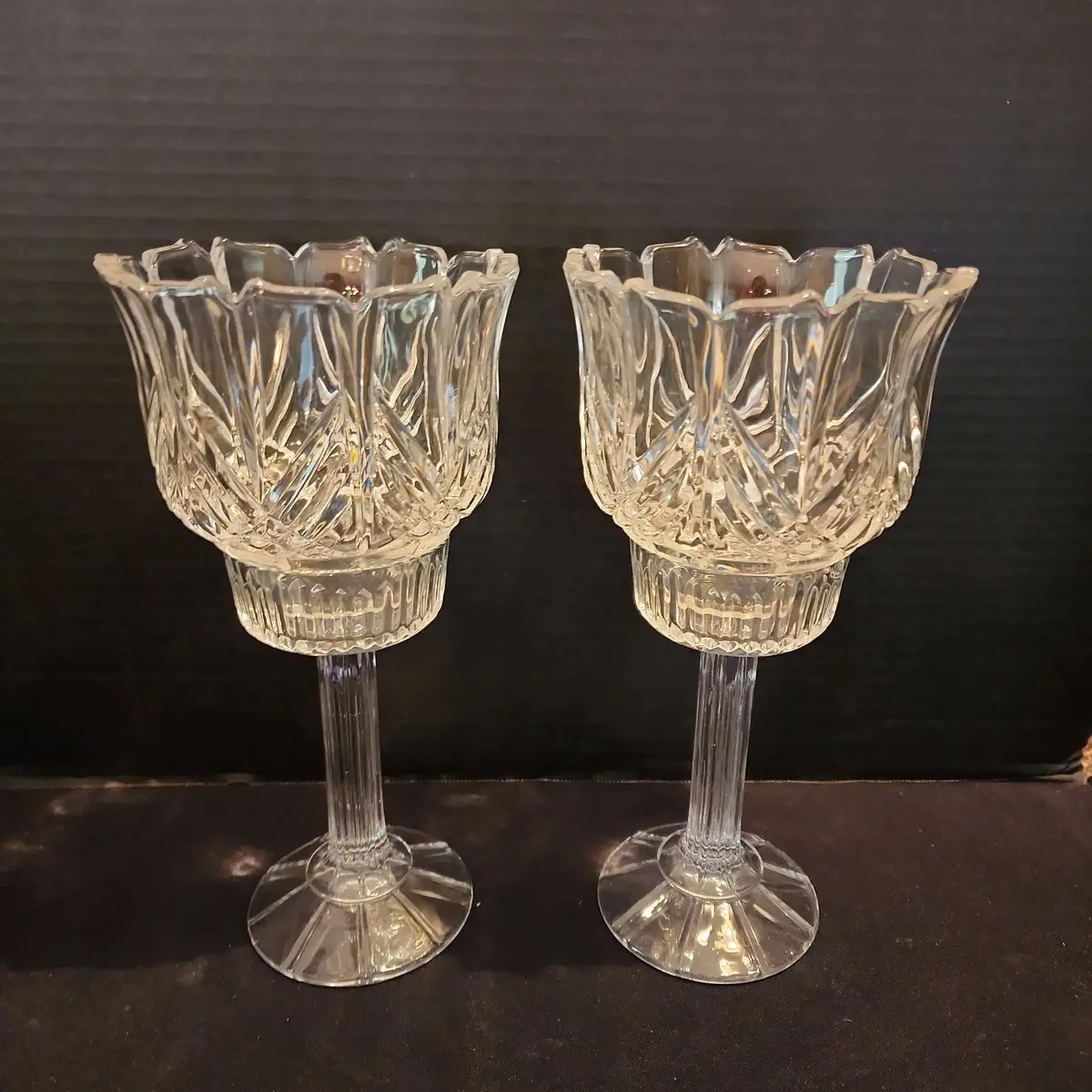 Torchierre Pair Of Hurricanes, 24% Lead Crystal, 4 Pcs, Shannon Crystal By Godinger