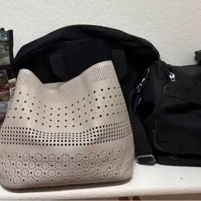 4 Bags - Handbag, Route 66 Tote W/ Knitting Needles, TravelPro Duffle, Promo Messenger