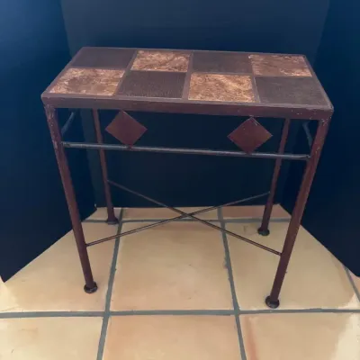Mexican Rustic Iron Console Table with Tile Top - Side, Accent, Earthy, Brown, Copper