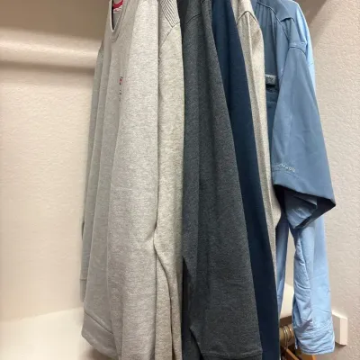 7 Men’s Shirts - Size L, Fila, Nautica, Reel Life Jacket, Lands End, Columbia PFG