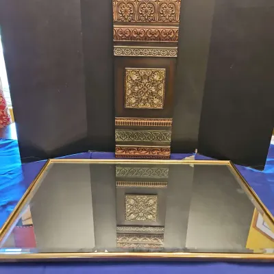 Gold Framed Mirror By Carolina Mirror Co. And Metal Wall Art Decor