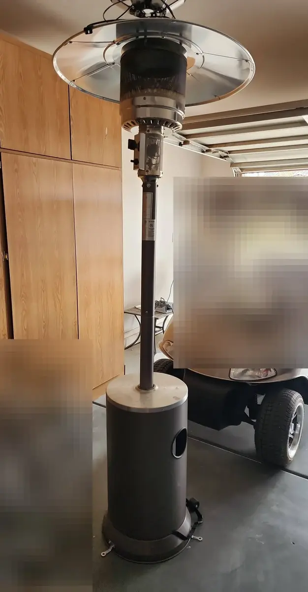 East Oak Propane Patio Heater, Brown Finish, Metal, With Extra Propane Tank