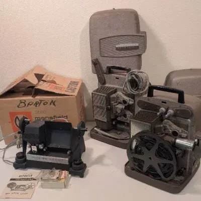 Collection of Vintage Home Movie Equipment, 8mm Film Projection and Projection and Editing Tools